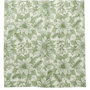 Green Toile Poinsettia Christmas Pattern (1)