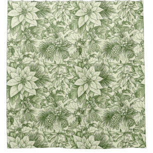 Green Toile Poinsettia Christmas Pattern (2)