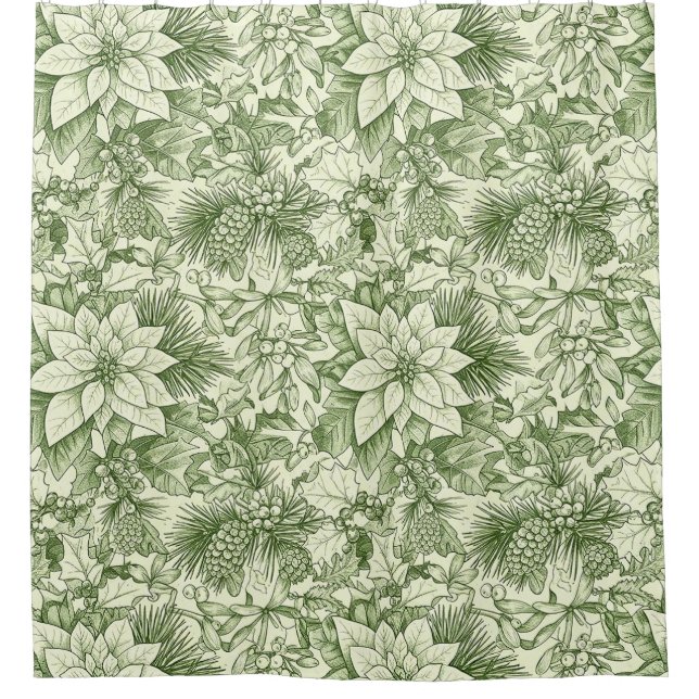 Green Toile Poinsettia Christmas Pattern (2) (Front)