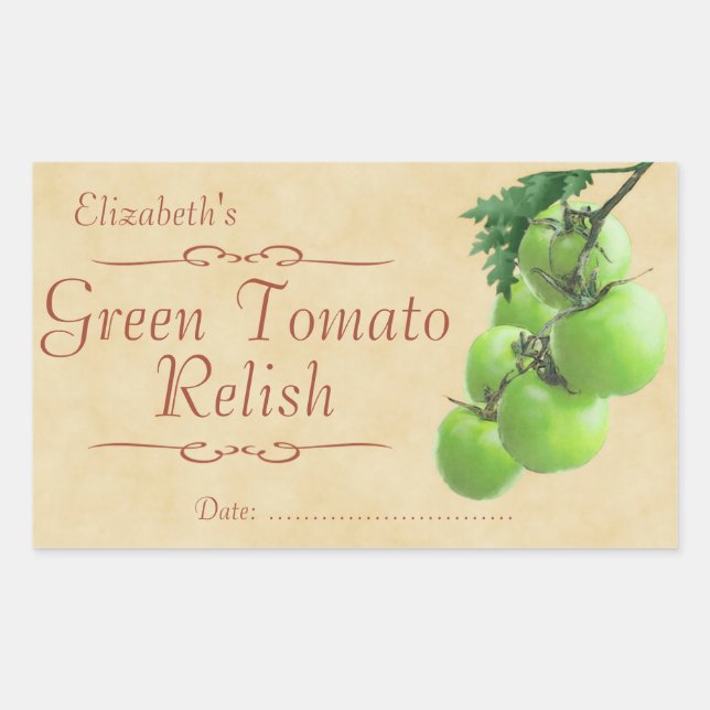 Green tomato relish or canning sticker (Front)