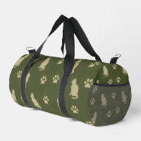 Green Tone Playful Cat and Paw Pattern Pet Lovers
