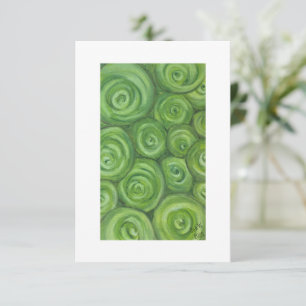Green toned roses - hand-drawn original art. thank you card