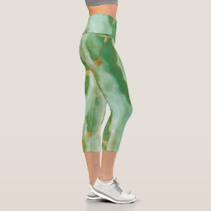 Green Tones Marbled Capri Leggings