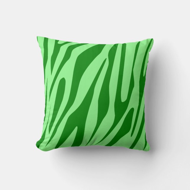 Green Tones Tiger Seamless Pattern Throw Pillow (Front)