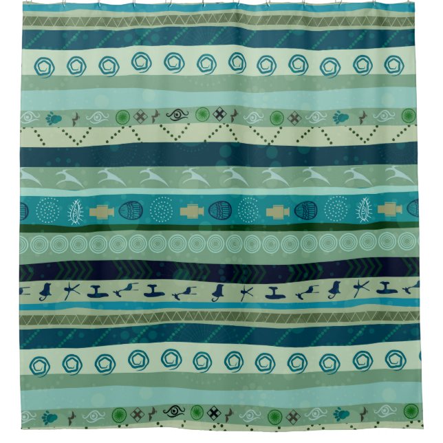 Green Tones Trigal Stripes Geometric Pattern (Front)