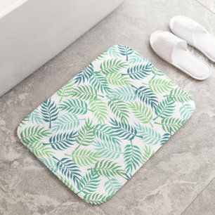 Green tones tropical plam leaves pattern rug