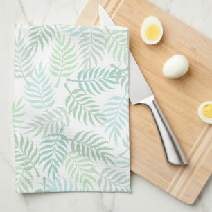 Green tones tropical plam leaves pattern rug kitchen towel