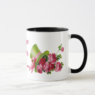 Green top hat and roses, Happy 56th Anniversary Mug