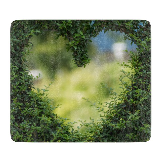 Green Topiary Heart Cutting Board (Front)