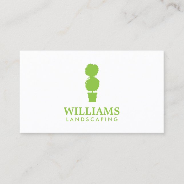Green Topiary Plant III Landscaping Business Card (Front)