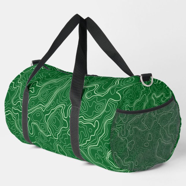 Green Topography Pattern Duffle Bag (Right Corner)