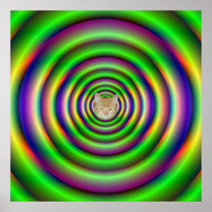 Green Torus Tunnel Poster + cat