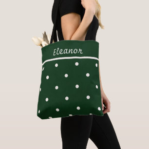 Green Tote with Cream Dots – Perfect for Holidays Bag