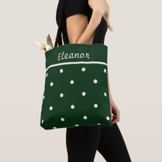 Green Tote with Cream Dots – Perfect for Holidays  Bag