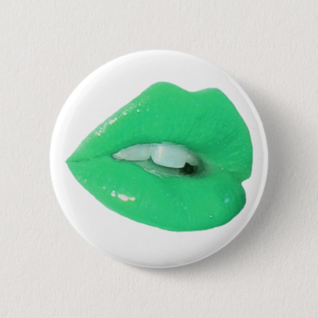 Green Toxic Kiss 2 Inch Round Button (Front)