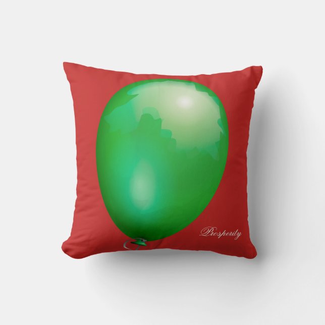 Green toy balloon funny unique throw pillow (Front)