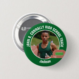 Green Track & Field Photo High School Athlete 2 Inch Round Button