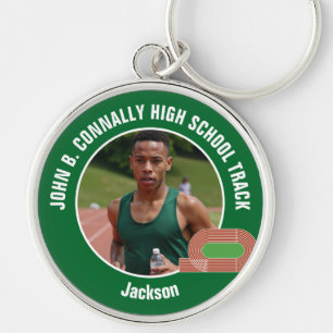 Green Track & Field Photo High School Athlete Keychain