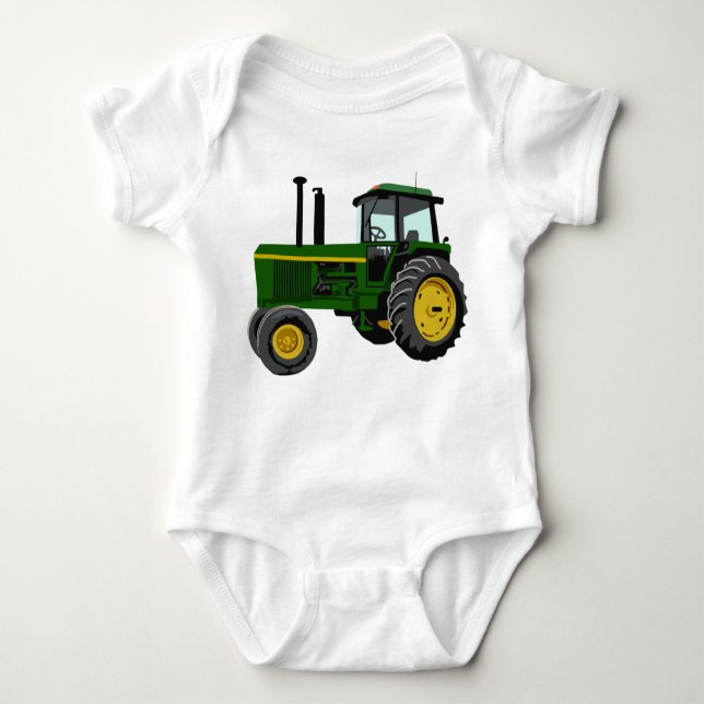 Green Tractor Baby Bodysuit (Front)