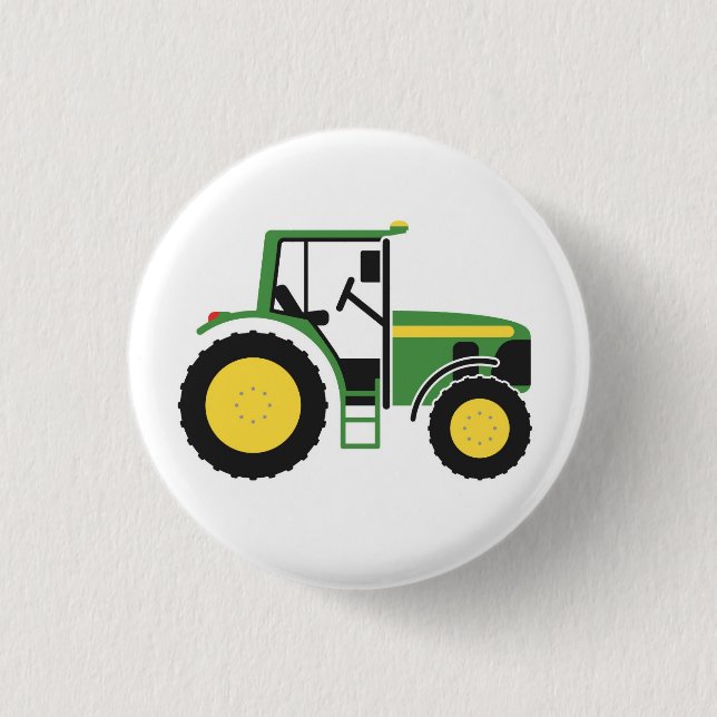 Green Tractor Badge 1 Inch Round Button (Front)