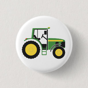 Green Tractor Badge 1 Inch Round Button