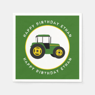 Green Tractor Birthday Custom  Napkin
