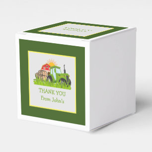 Green Tractor Boys Themed Birthday Party Favor Box