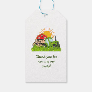 Green Tractor Boys Themed Birthday Party Gift Tags