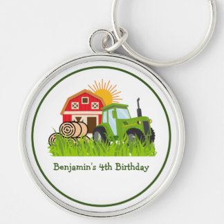Green Tractor | Boys Themed Birthday Party Keychain