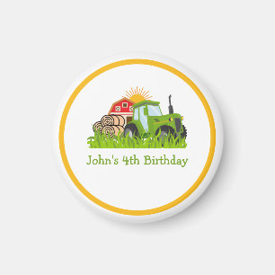 Green Tractor   Boys Themed Birthday Party Magnet
