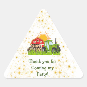 Green Tractor   Boys Themed Birthday Party Triangl Triangle Sticker