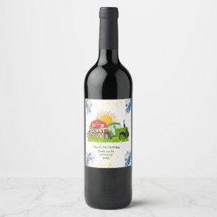 Green Tractor   Boys Themed Birthday Party Wine La Wine Label