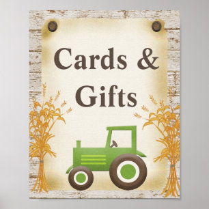 Green Tractor Cards and Gifts Baby Shower Sign