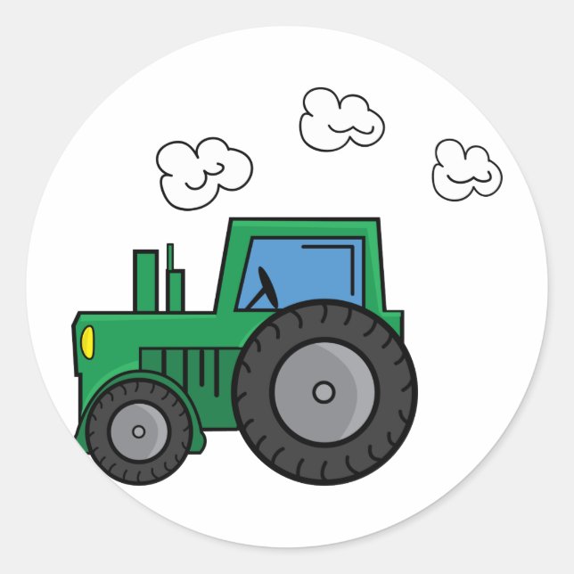 Green Tractor Classic Round Sticker (Front)
