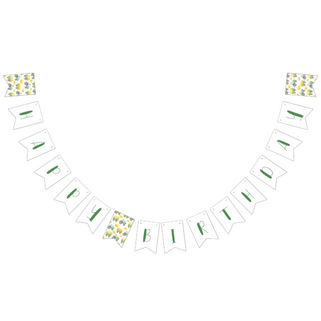 Green Tractor Farm Birthday Bunting Banner (All)