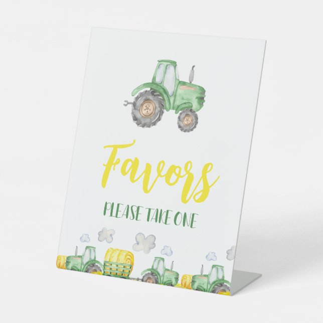 Green Tractor Farm Birthday Favours Sign (Front)