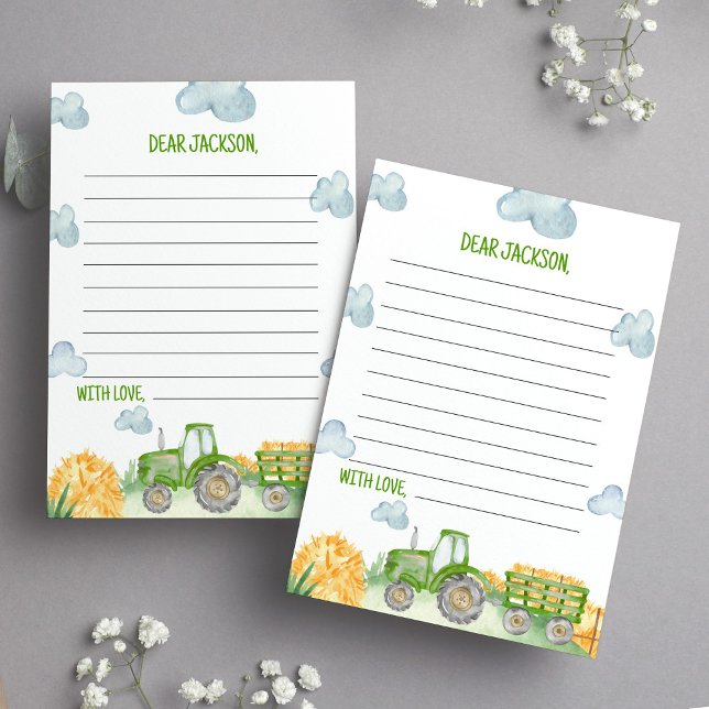Green Tractor Farm Time Capsule Note Message Card (Creator Uploaded)