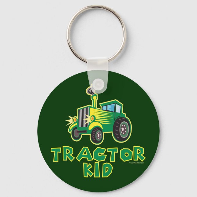 Green Tractor Kid Keychain (Front)