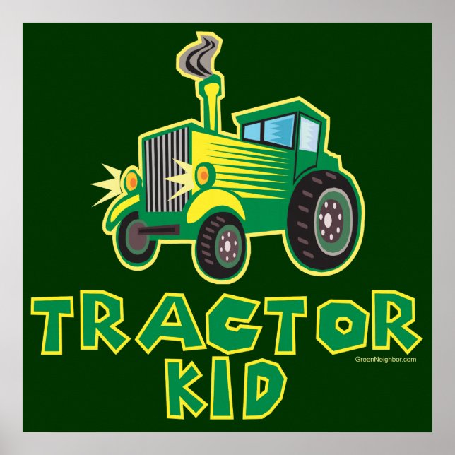 Green Tractor Kid Poster (Front)