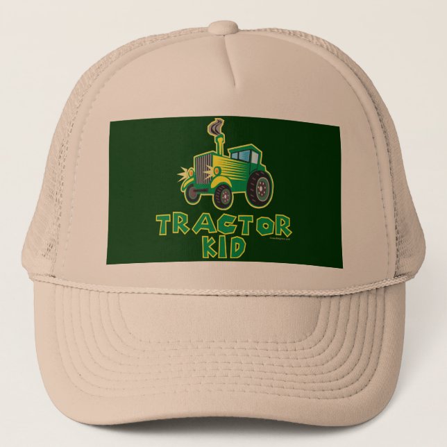 Green Tractor Kid Trucker Hat (Front)