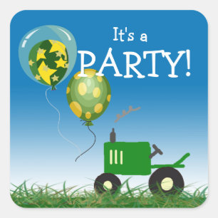 Green Tractor Party Envelope Seal