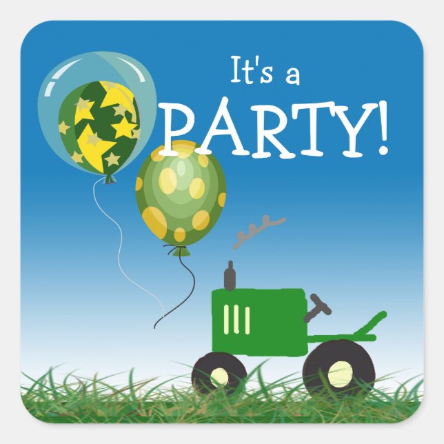 Green Tractor Party Envelope Seal (Front)