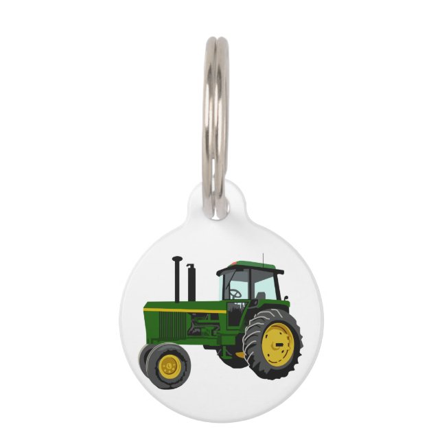 Green Tractor Pet Tag (Front)
