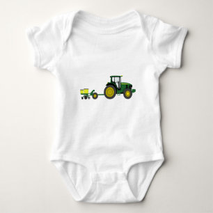 Green Tractor with Planter Cart Baby Bodysuit