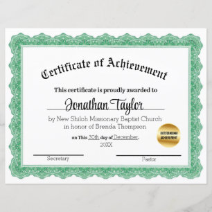 Green Traditional Certificate of Scholarship