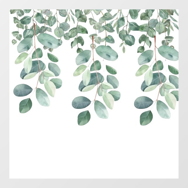 Green trailing eucalyptus leaves. Style: Opaque Window Cling (Sheet)