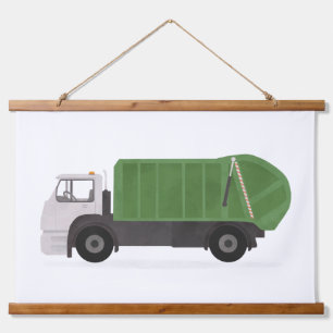 Green Trash Garbage Truck Boys Bedroom Decor Hanging Tapestry
