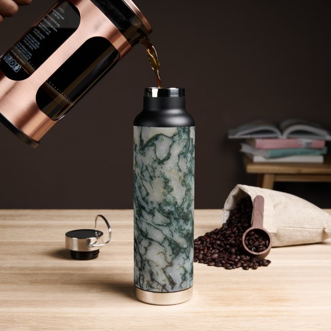 Green Tree Agate Stone Pattern Water Bottle (Coffee)