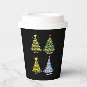 Green Tree Christmas Holiday Winter Paper Cups