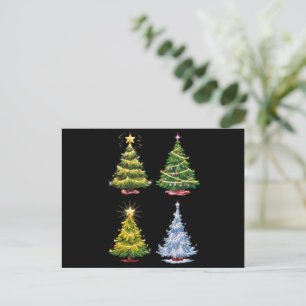 Green Tree Christmas Holiday Winter Postcard